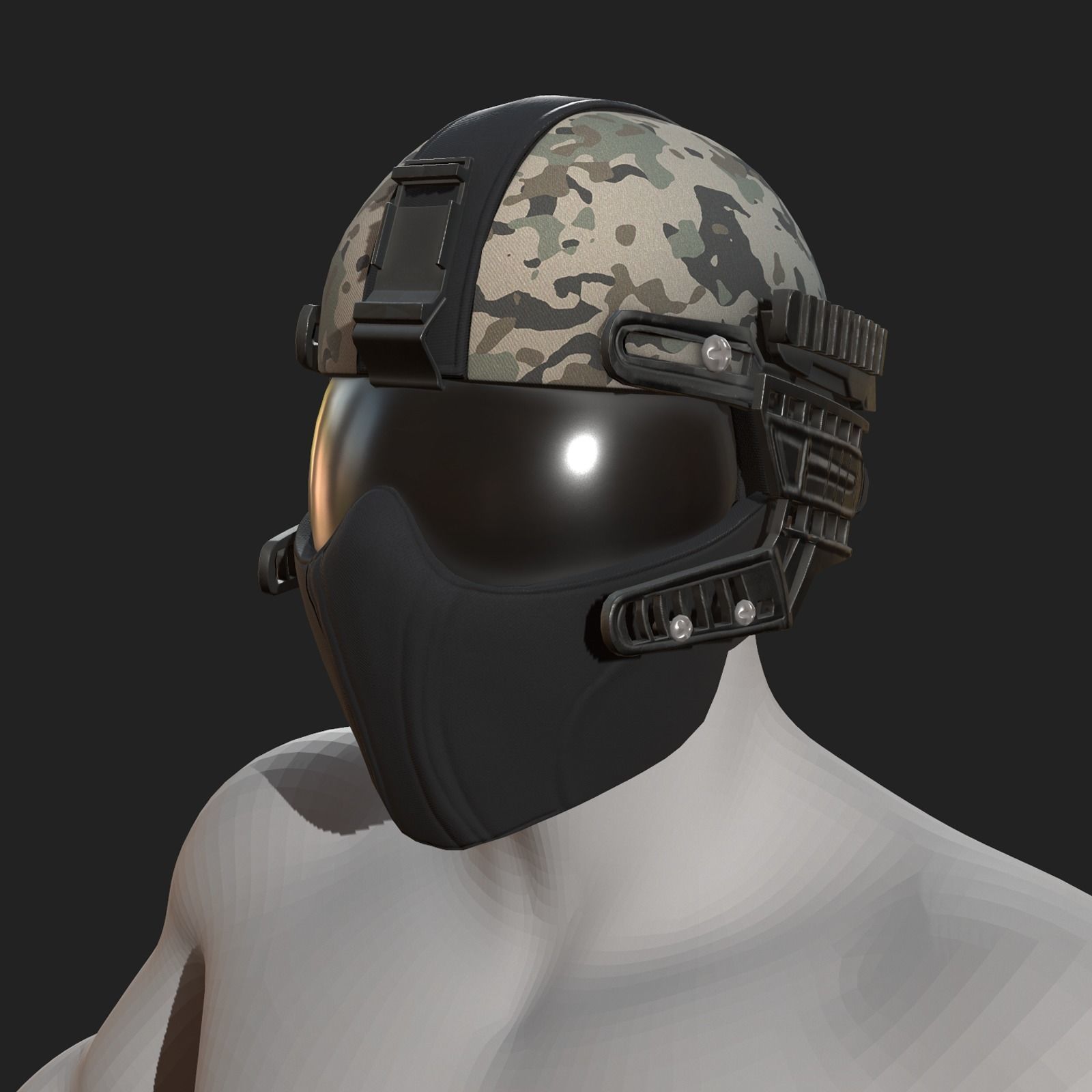 Helmet scifi military combat 3d model low poly fantasy Low-poly 3D model_8