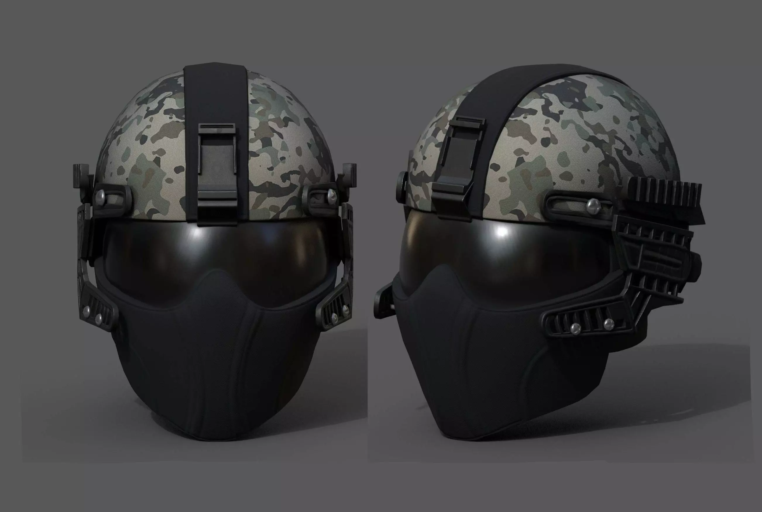 Helmet scifi military combat 3d model low poly fantasy Low-poly 3D model_0