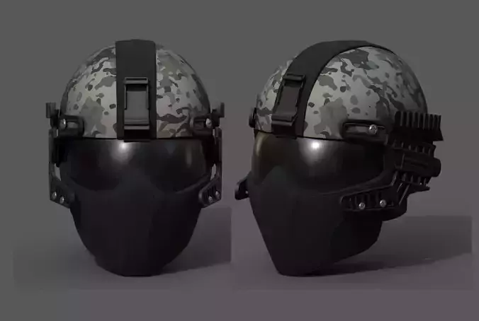 Helmet scifi military combat 3d model low poly fantasy  Low-poly 3D model