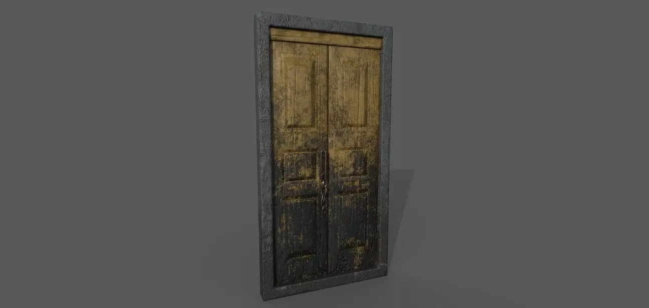 old wooden gate  3D model_0