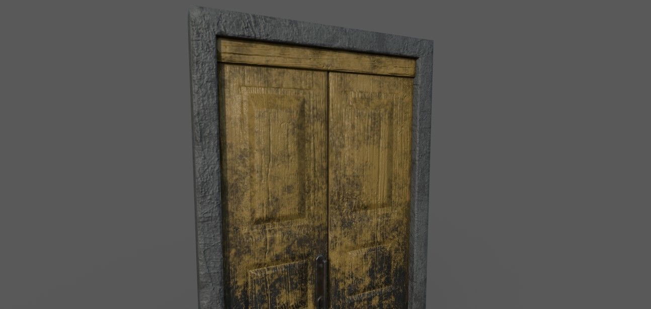 old wooden gate  3D model_3