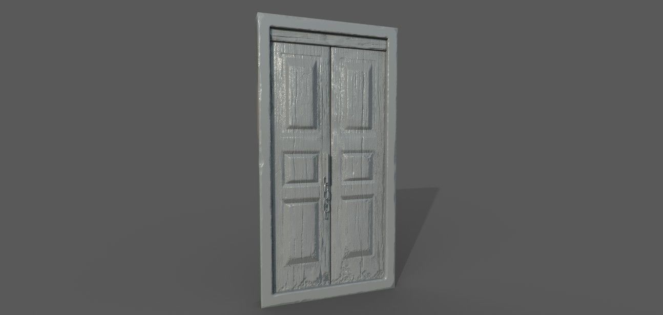 old wooden gate  3D model_4