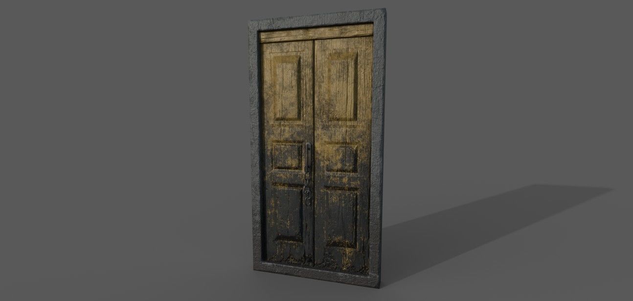 old wooden gate  3D model_1