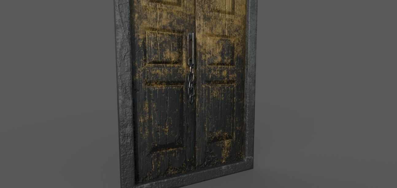 old wooden gate  3D model_2