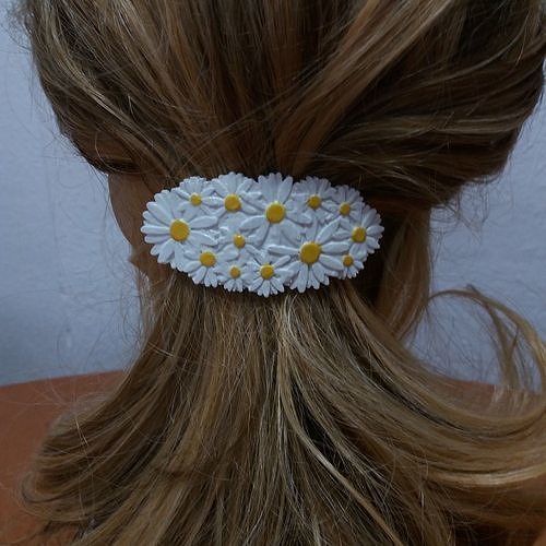 Hair Barrete with Daisies 60-76 3D print model