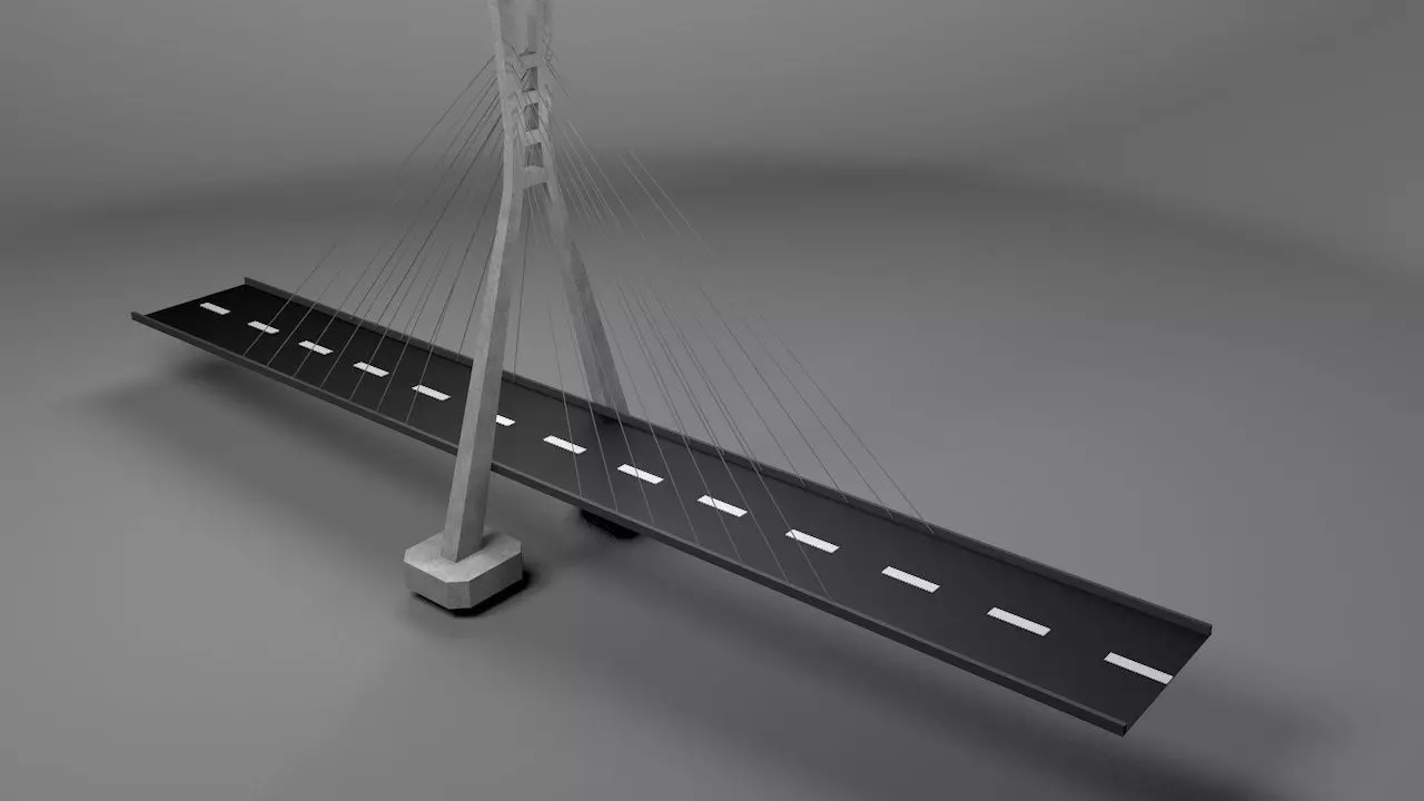 Suspension bridge Low poly  Low-poly 3D model_0