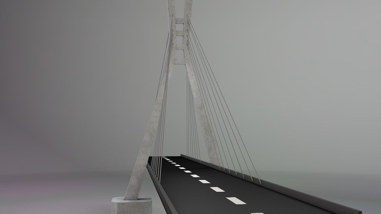 Suspension bridge Low poly  Low-poly 3D model_4