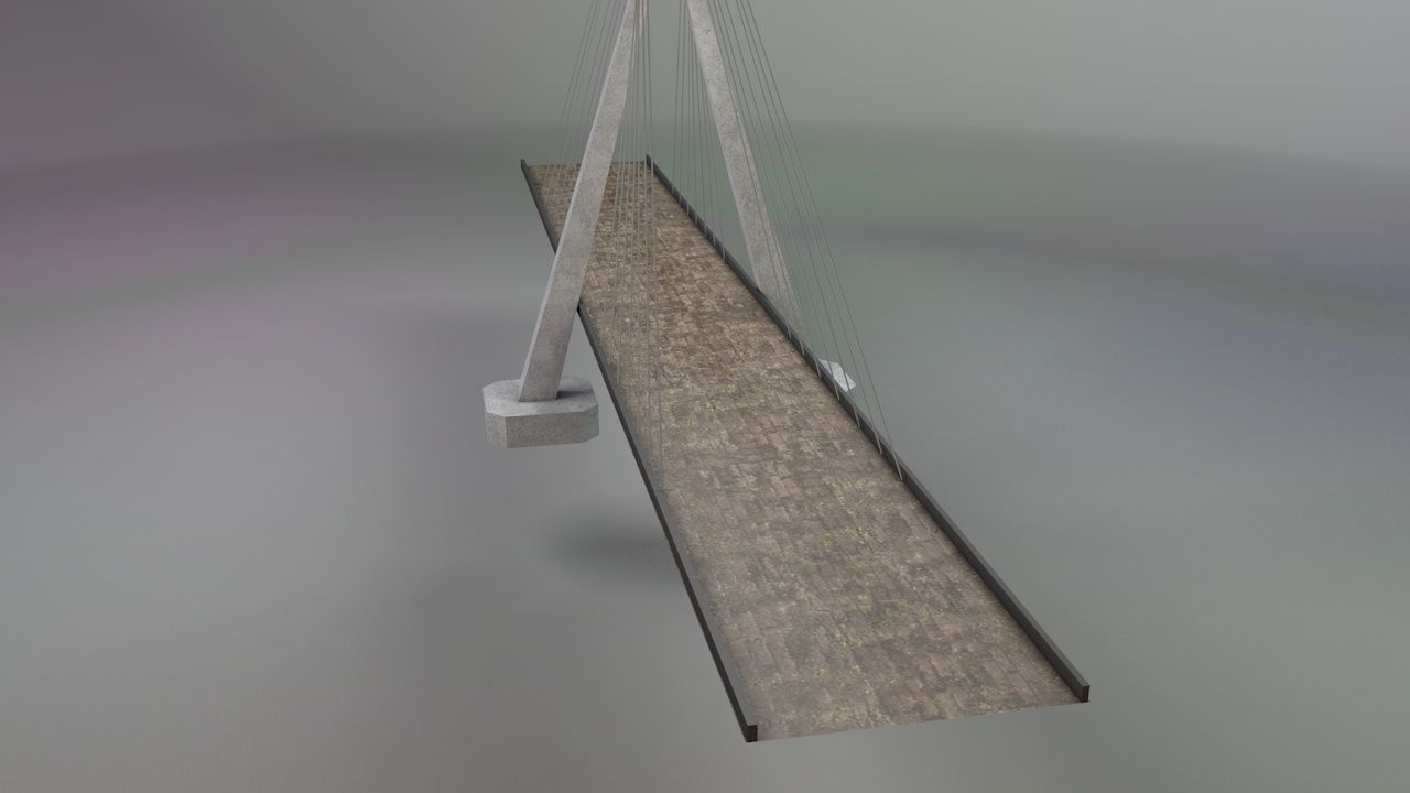Suspension bridge Low poly  Low-poly 3D model_7