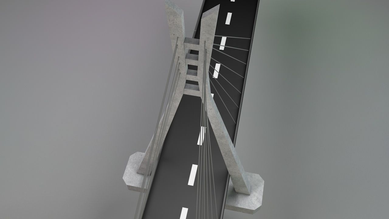 Suspension bridge Low poly  Low-poly 3D model_6