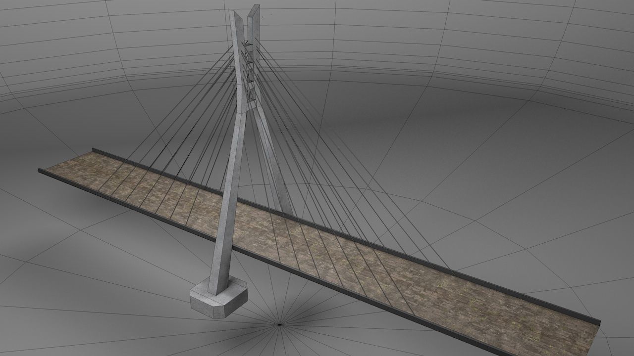Suspension bridge Low poly  Low-poly 3D model_1