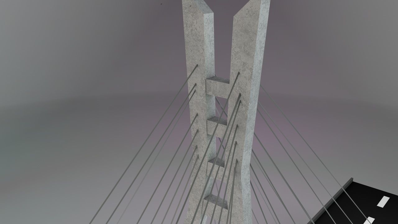 Suspension bridge Low poly  Low-poly 3D model_2