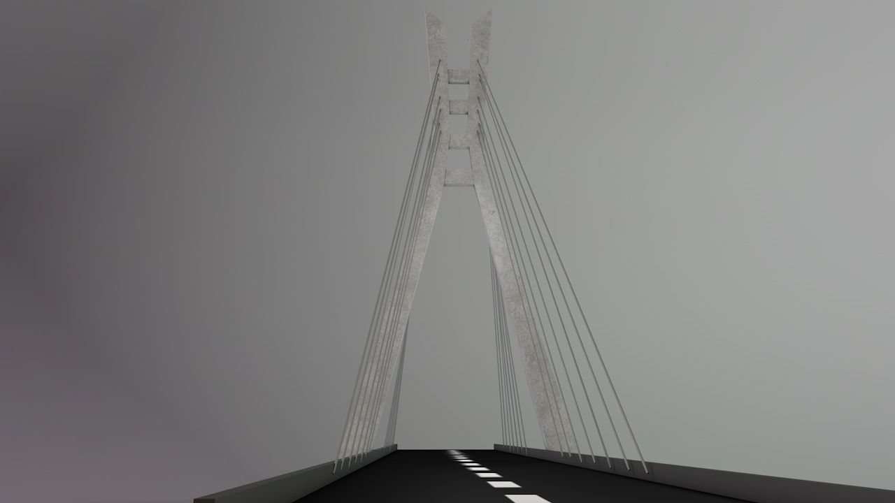 Suspension bridge Low poly  Low-poly 3D model_3