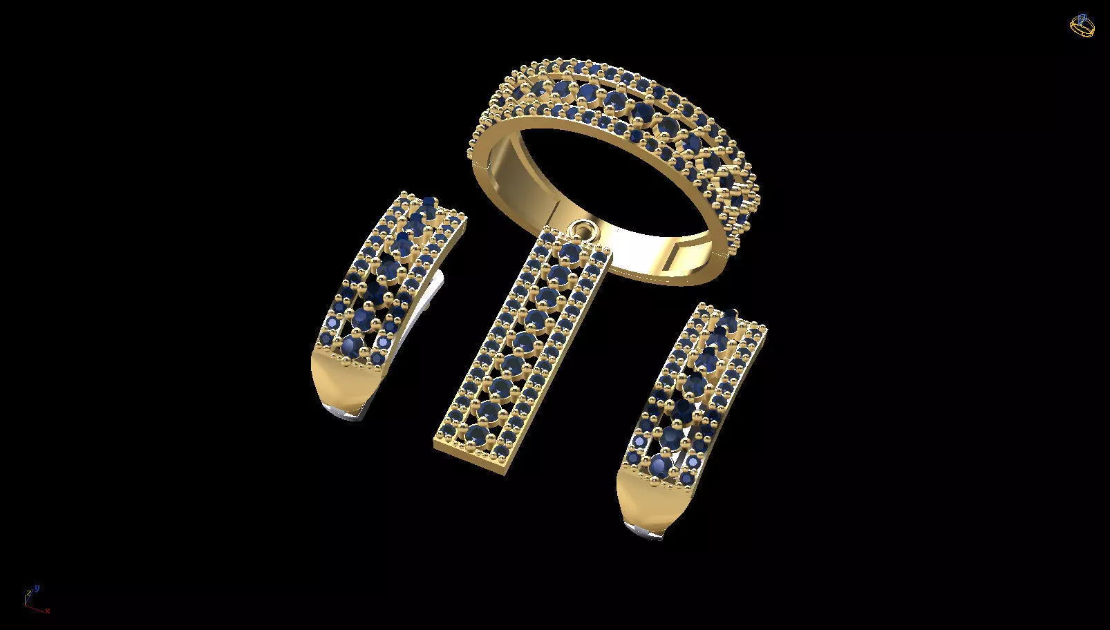 HALF SET RING EARRING NECKLACE 3D print model