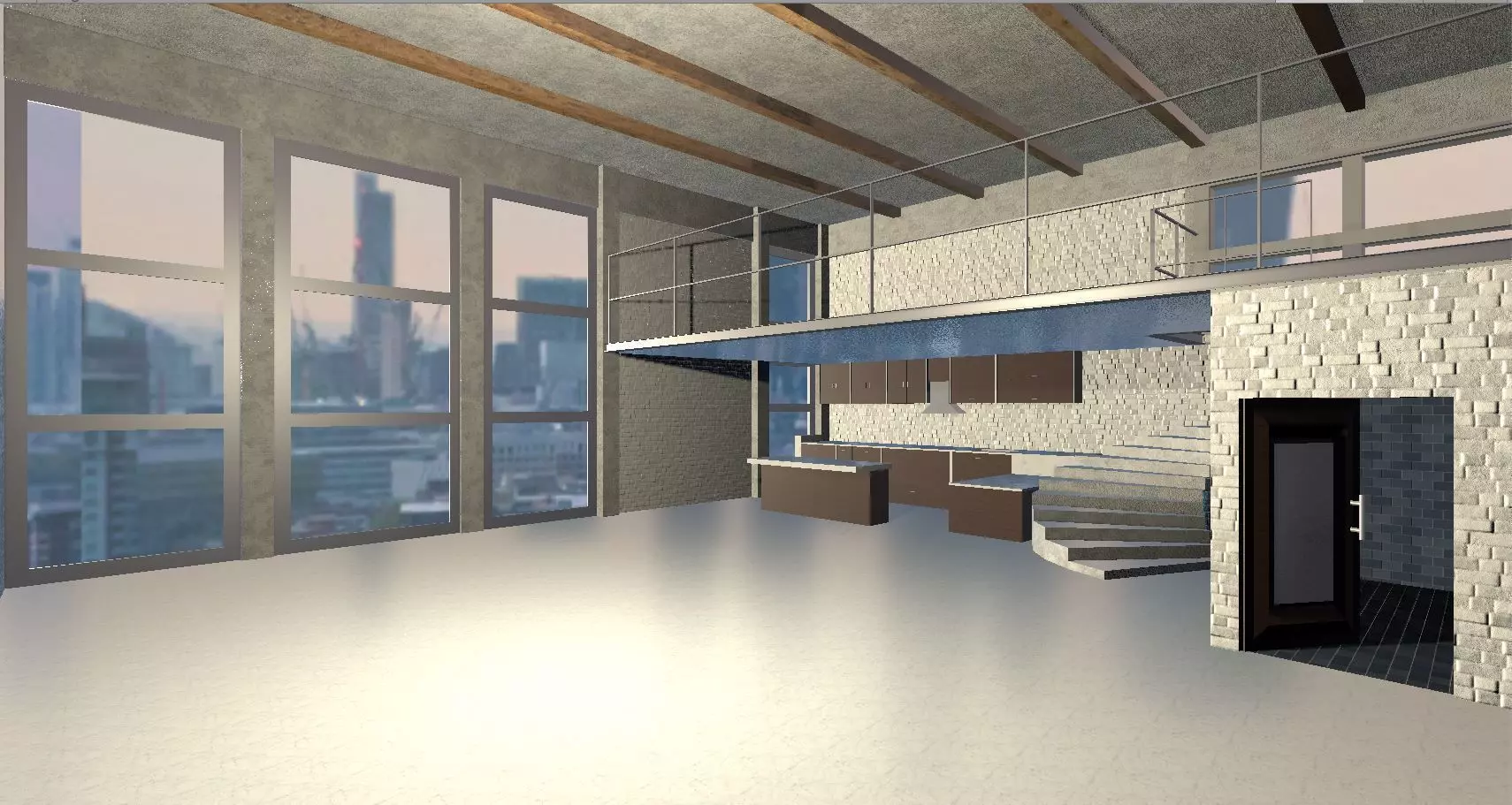 Modern Loft 3D Model Free low-poly 3D model_0