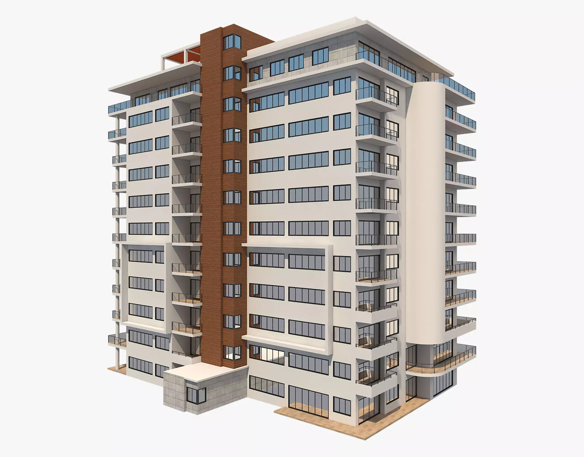 Apartment Building 6 Low-poly 3D model