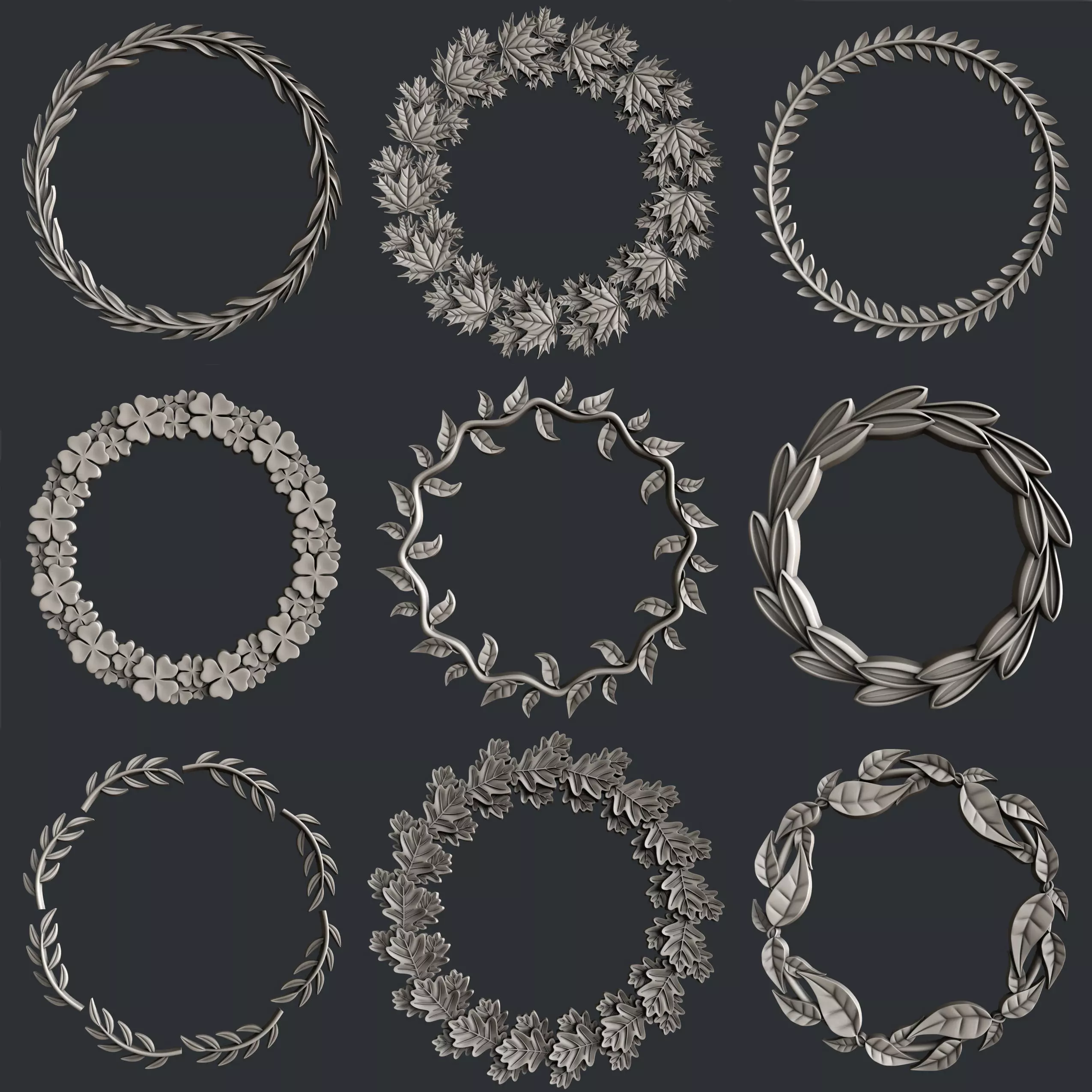 3d STL models for CNC router foliage 3D model_0