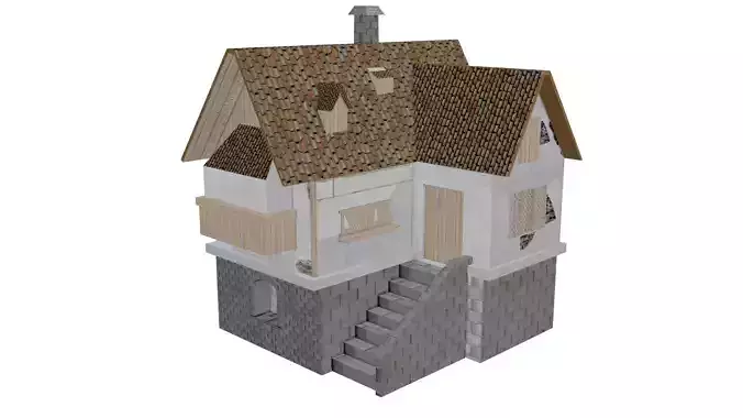 Medieval House Low-poly 3D model