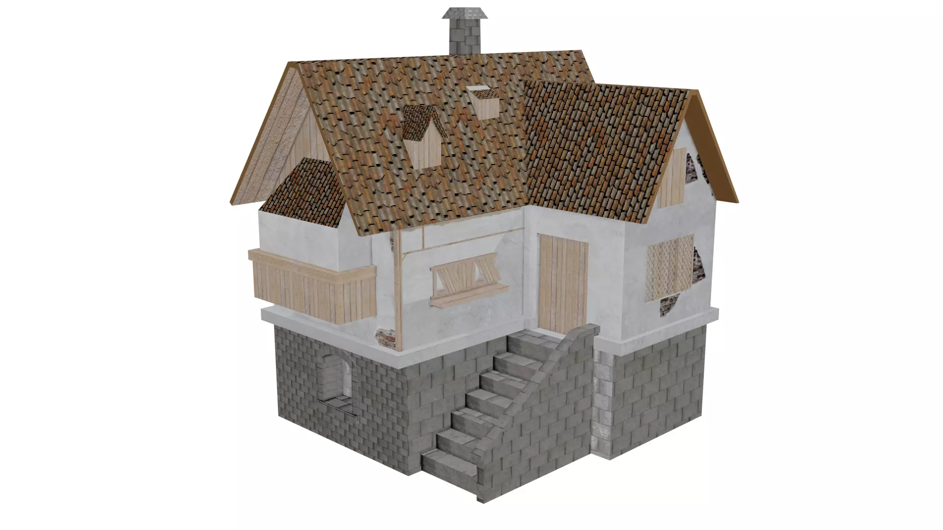 Medieval House Low-poly 3D model Free low-poly 3D model