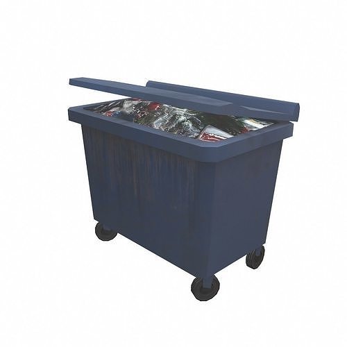 Dumpster trash can on wheels Low-poly 3D model