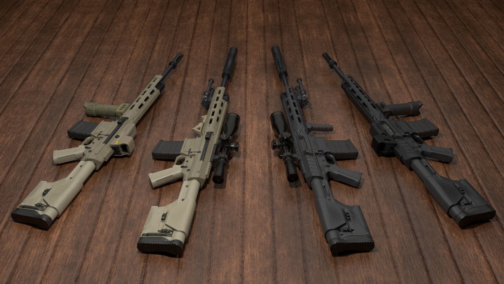 Semi-Automatic Sniper Package Low-poly 3D model_3