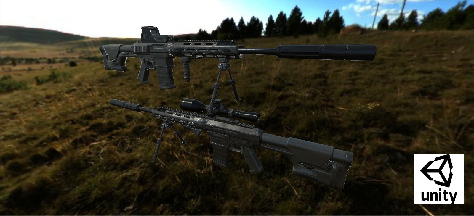 Semi-Automatic Sniper Package Low-poly 3D model_60