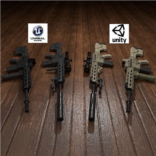 Semi-Automatic Sniper Package Low-poly 3D model