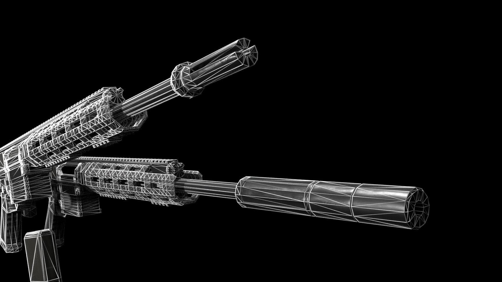 Semi-Automatic Sniper Package Low-poly 3D model_42