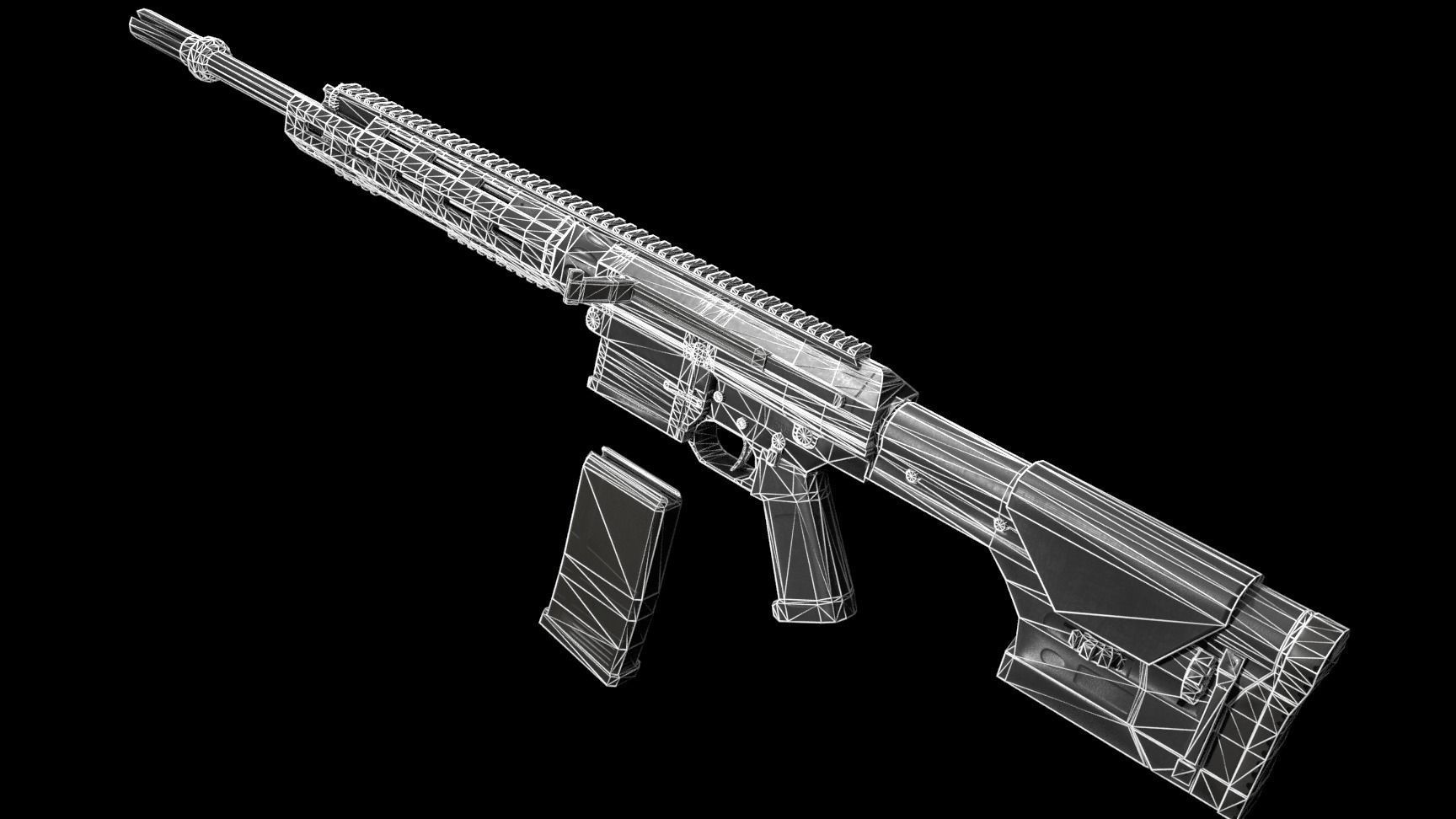 Semi-Automatic Sniper Package Low-poly 3D model_49