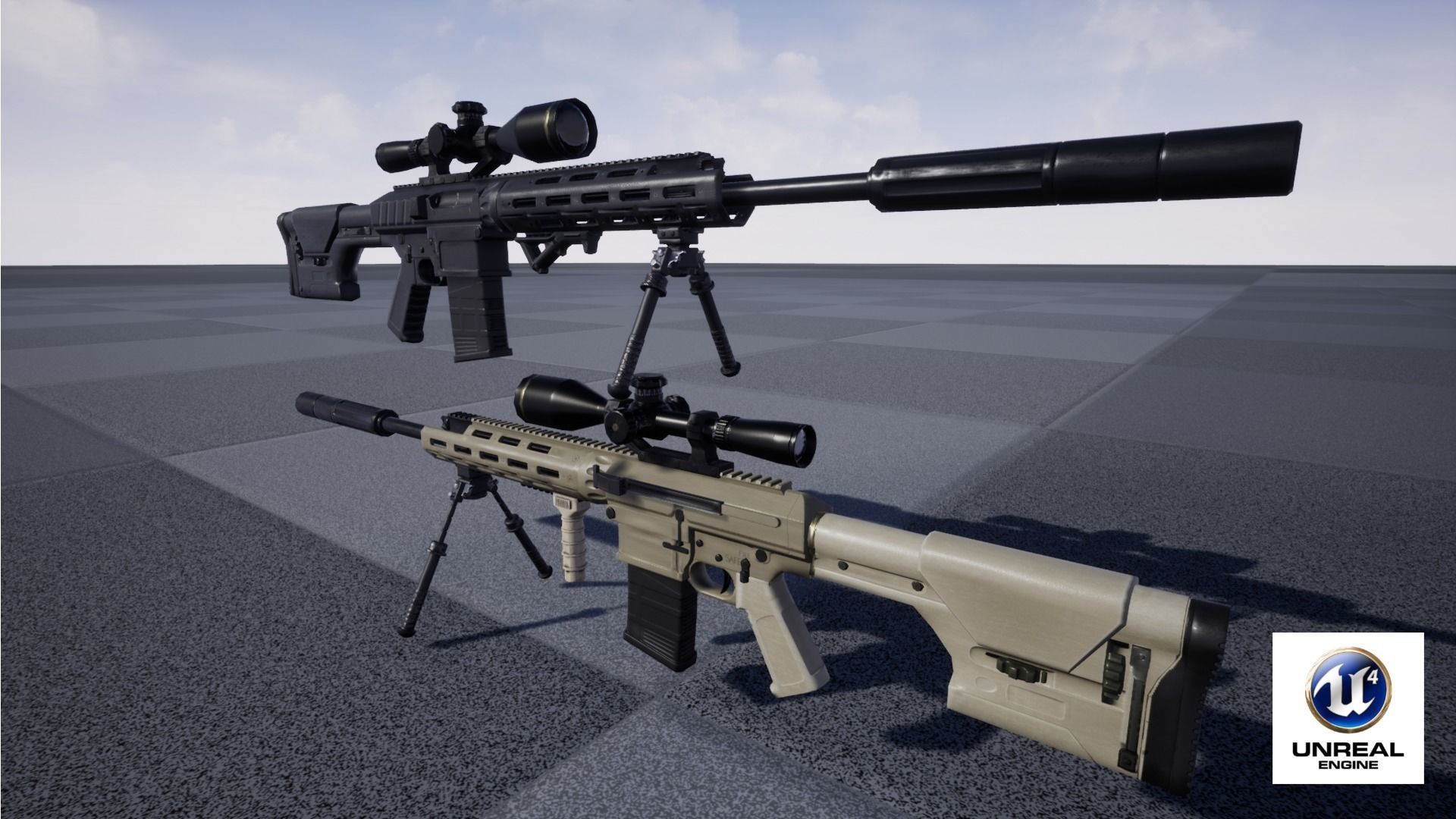 Semi-Automatic Sniper Package Low-poly 3D model_64