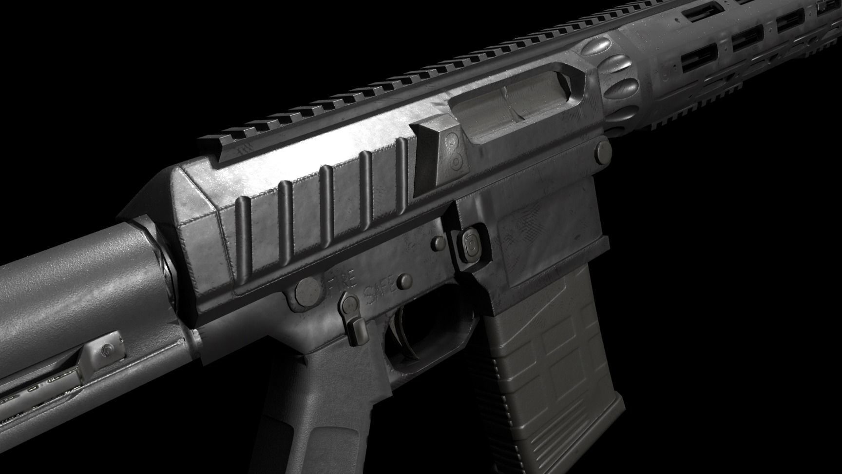 Semi-Automatic Sniper Package Low-poly 3D model_10