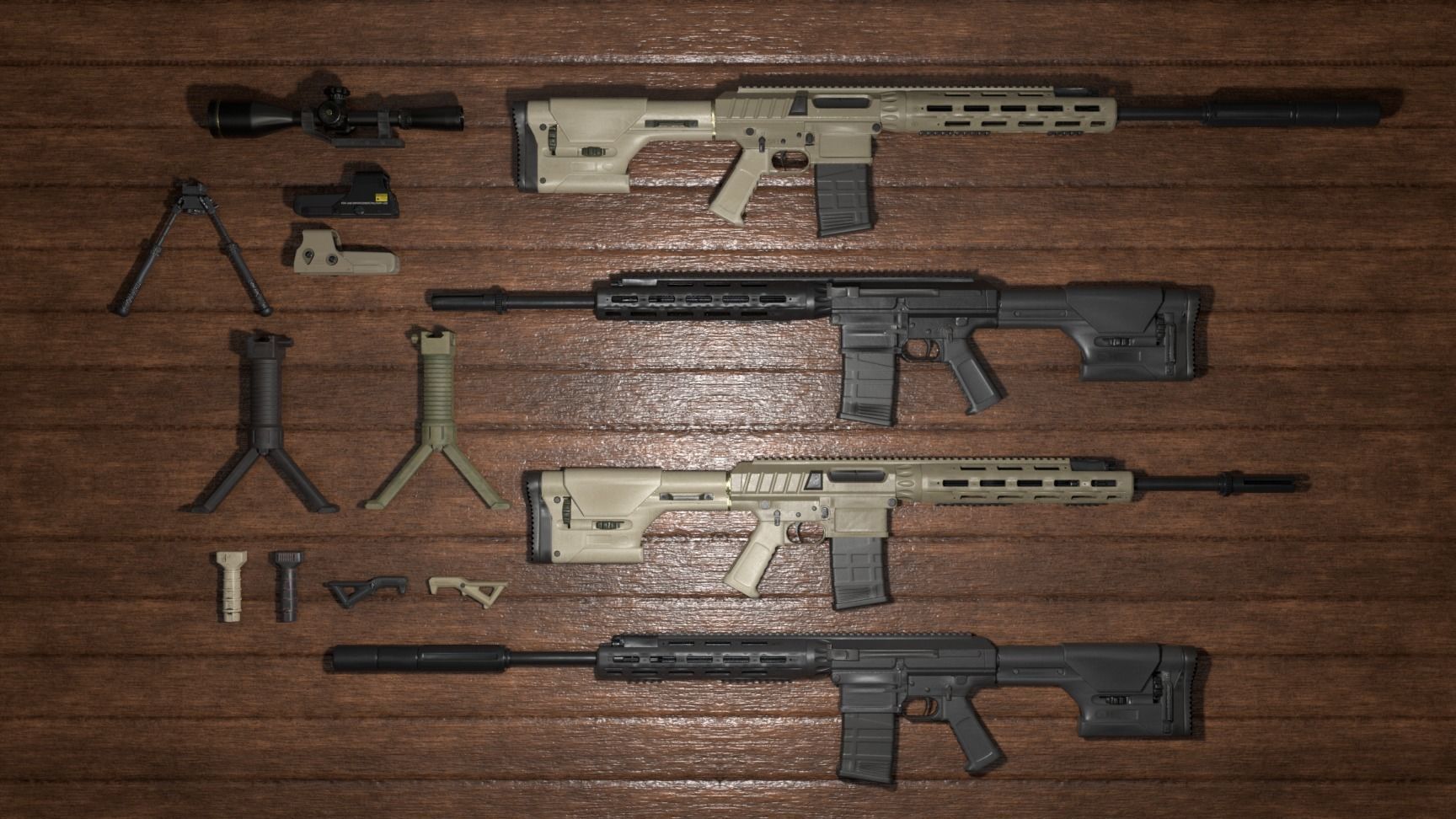 Semi-Automatic Sniper Package Low-poly 3D model_2
