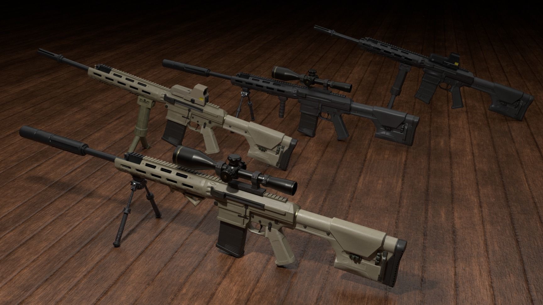 Semi-Automatic Sniper Package Low-poly 3D model_31