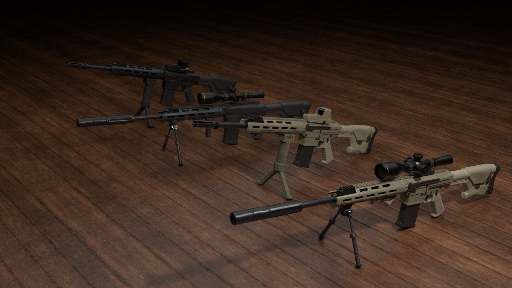 Semi-Automatic Sniper Package Low-poly 3D model_32