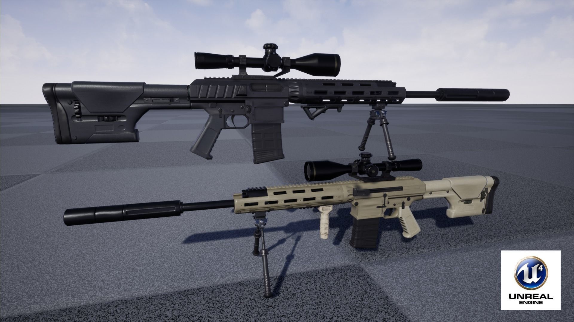 Semi-Automatic Sniper Package Low-poly 3D model_65