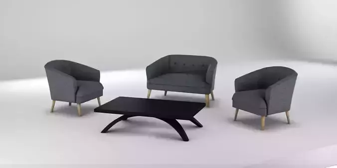 Realistic Sofa Models Arm Chair and Two Seater Sofa 3D model