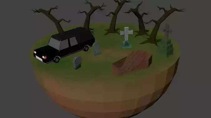 pack low poly Cemetery Low-poly 3D model