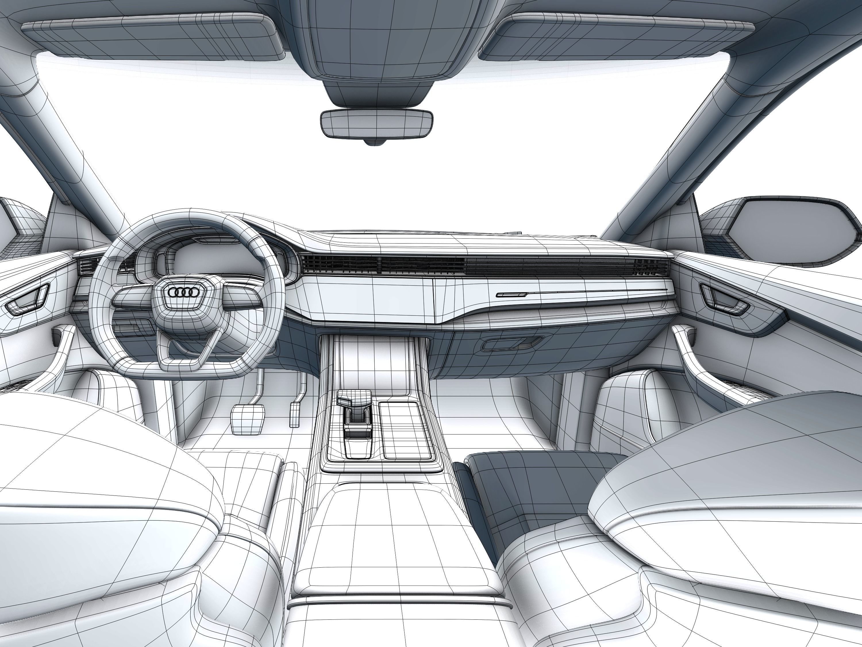Audi Q8 2019 DETAILED INTERIOR 3D model_42