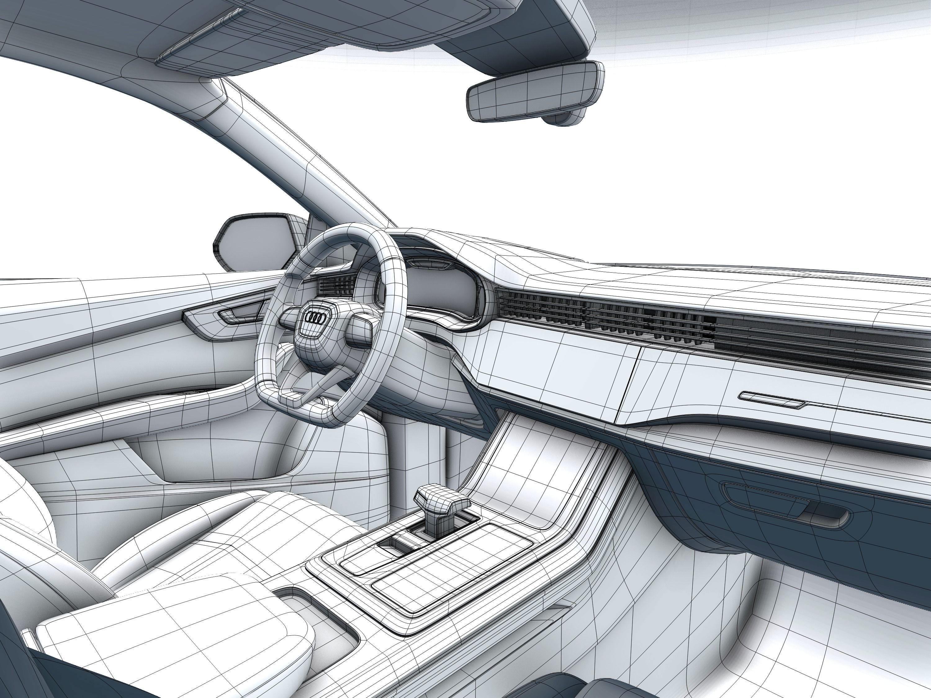 Audi Q8 2019 DETAILED INTERIOR 3D model_43