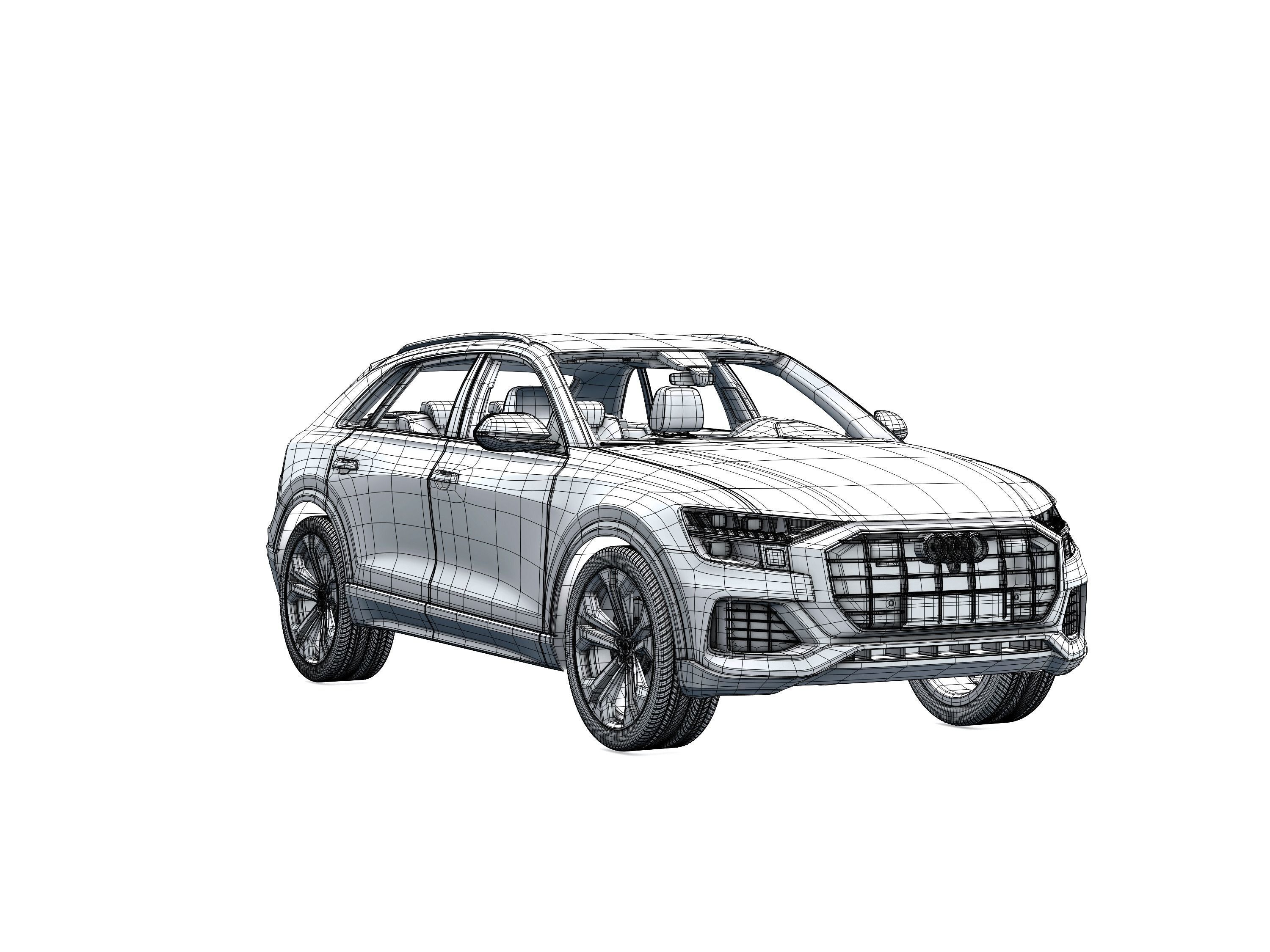 Audi Q8 2019 DETAILED INTERIOR 3D model_35