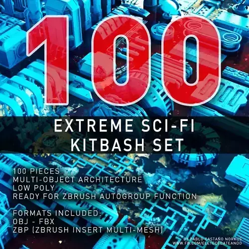 Extreme Sci-Fi Kit Bash Set Low-poly 3D model