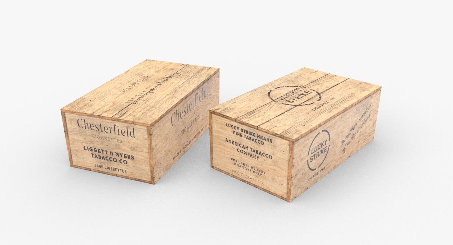 Cigarettes Wooden Boxes WWII Low-poly 3D model_6