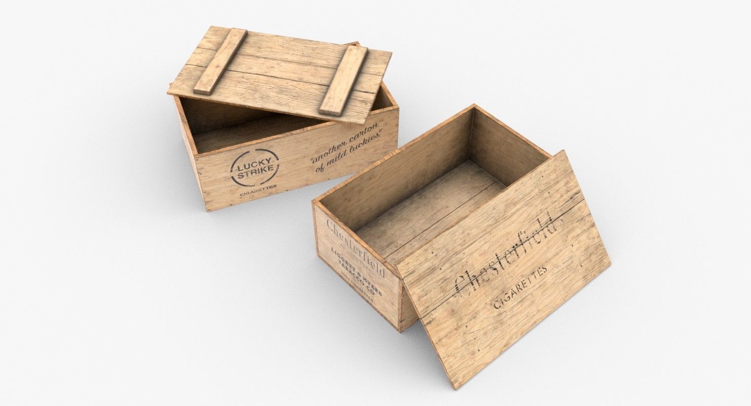 Cigarettes Wooden Boxes WWII Low-poly 3D model_3