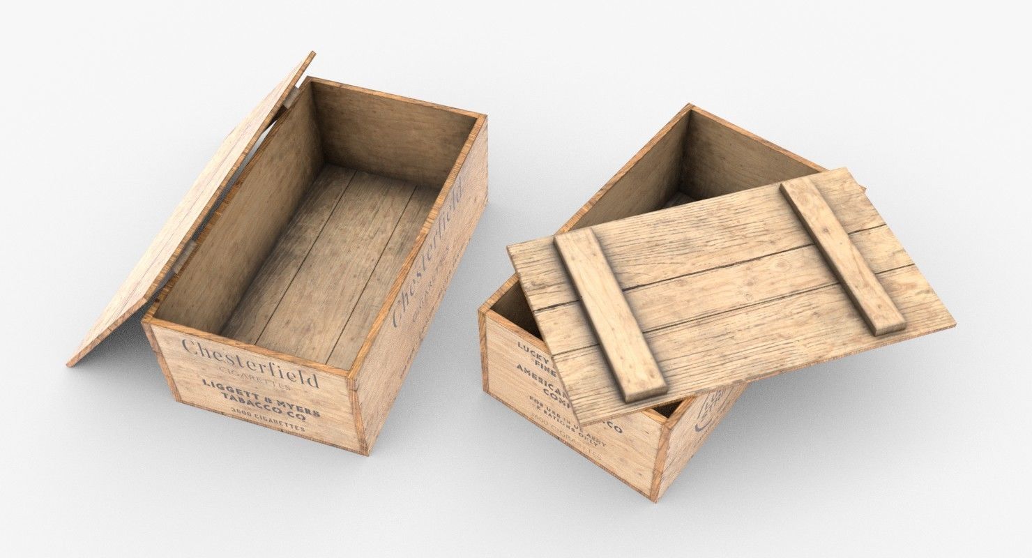 Cigarettes Wooden Boxes WWII Low-poly 3D model_8