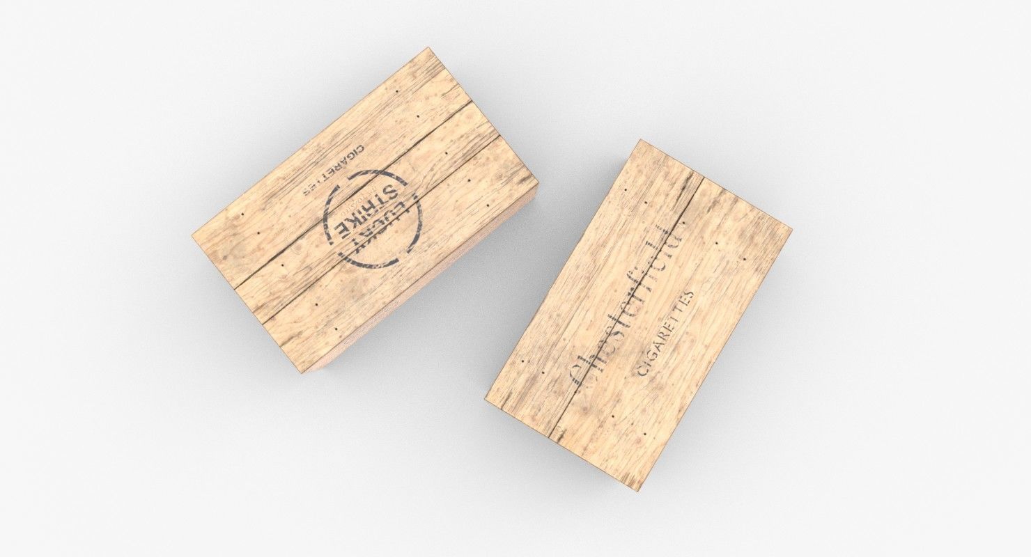 Cigarettes Wooden Boxes WWII Low-poly 3D model_5