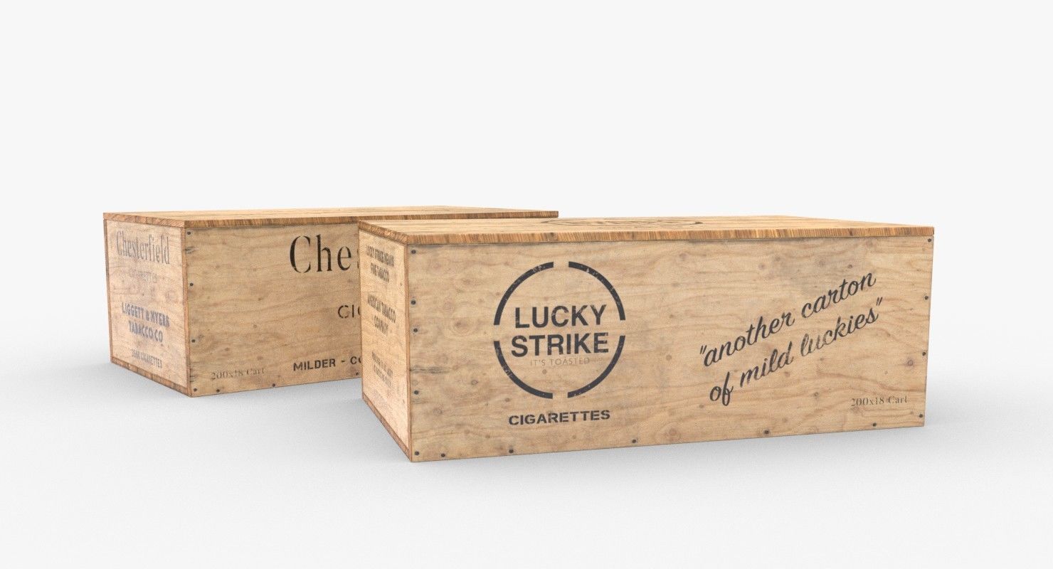 Cigarettes Wooden Boxes WWII Low-poly 3D model_4