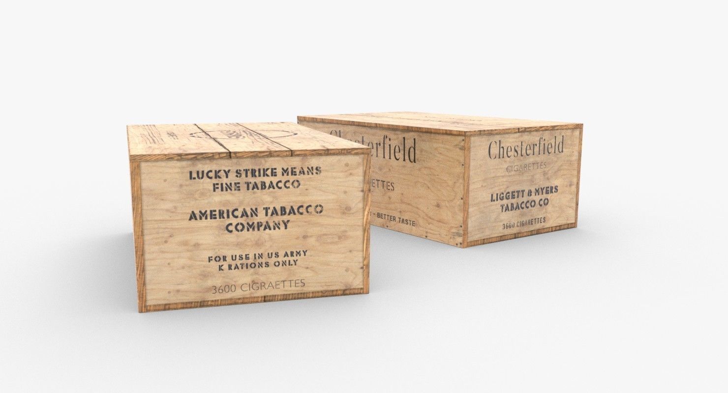 Cigarettes Wooden Boxes WWII Low-poly 3D model_2