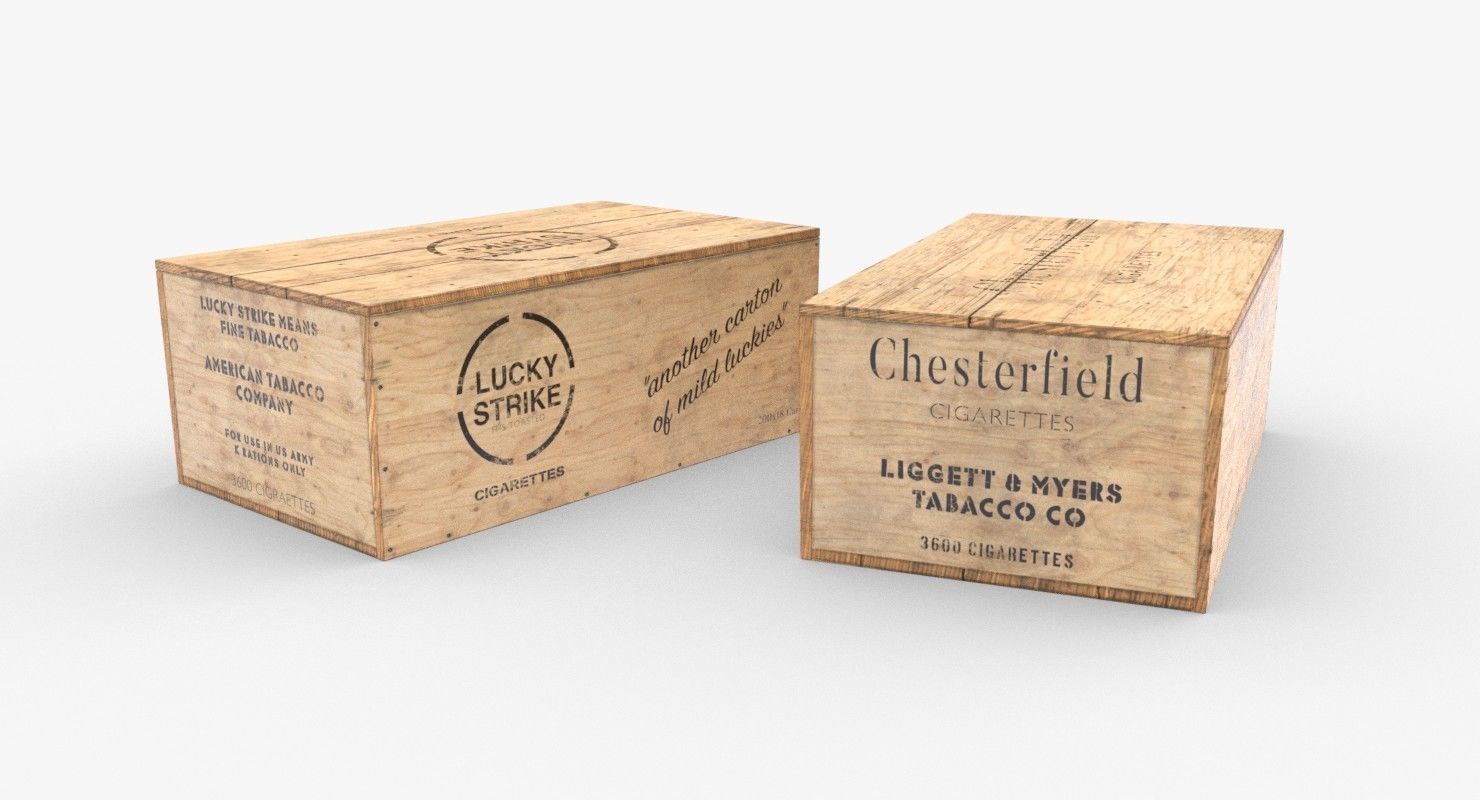 Cigarettes Wooden Boxes WWII Low-poly 3D model_7