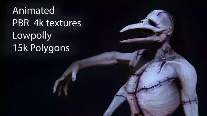 Super Creepy HORROR monster PBR Low-poly 3D model
