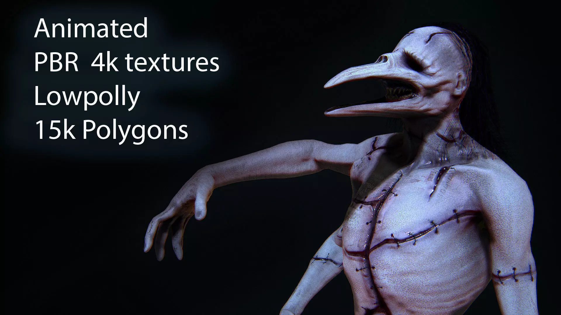 Super Creepy HORROR monster PBR Low-poly 3D model_0