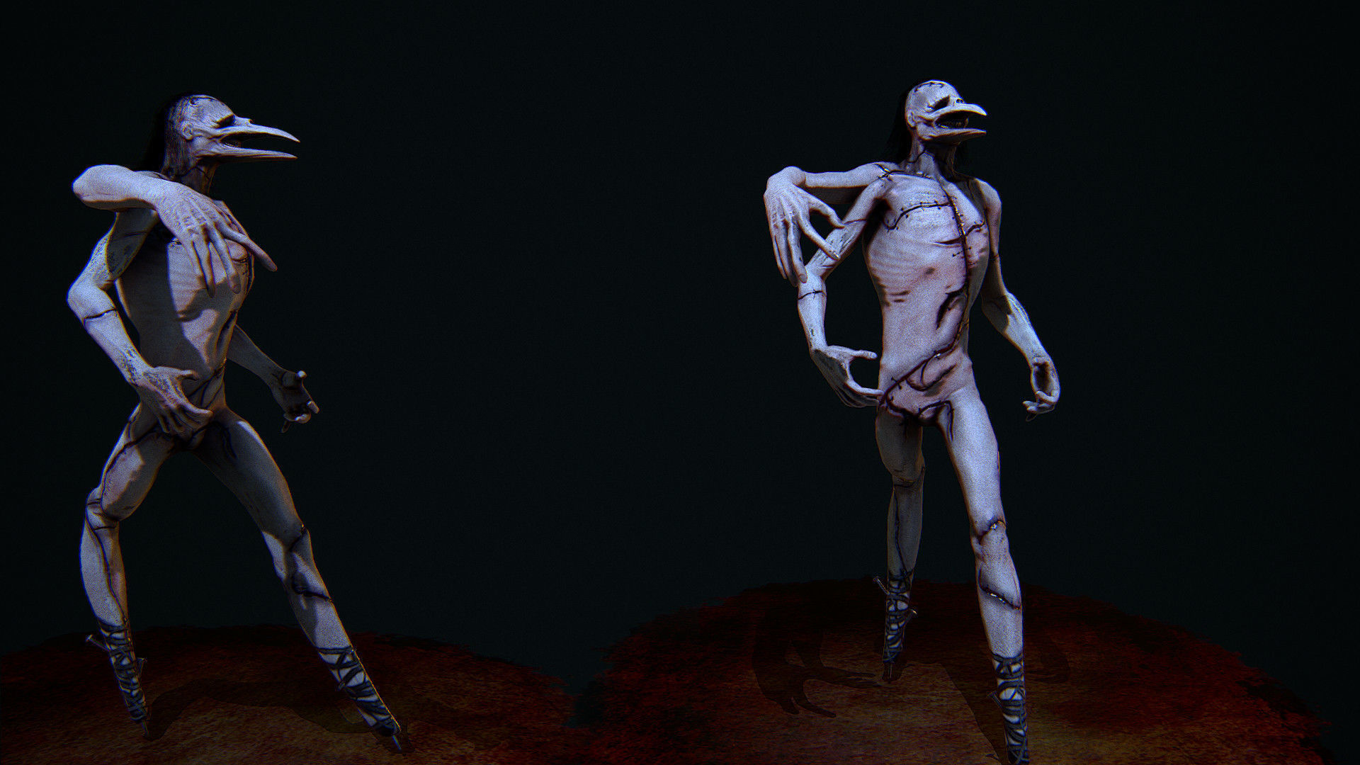 Super Creepy HORROR monster PBR Low-poly 3D model_2